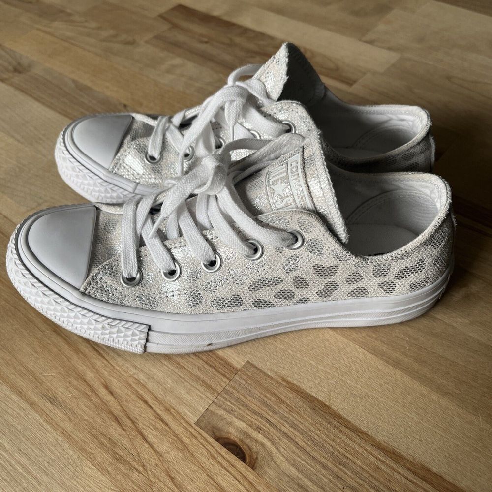Women’s White Leopard Print Converse Low Top Size 5.5